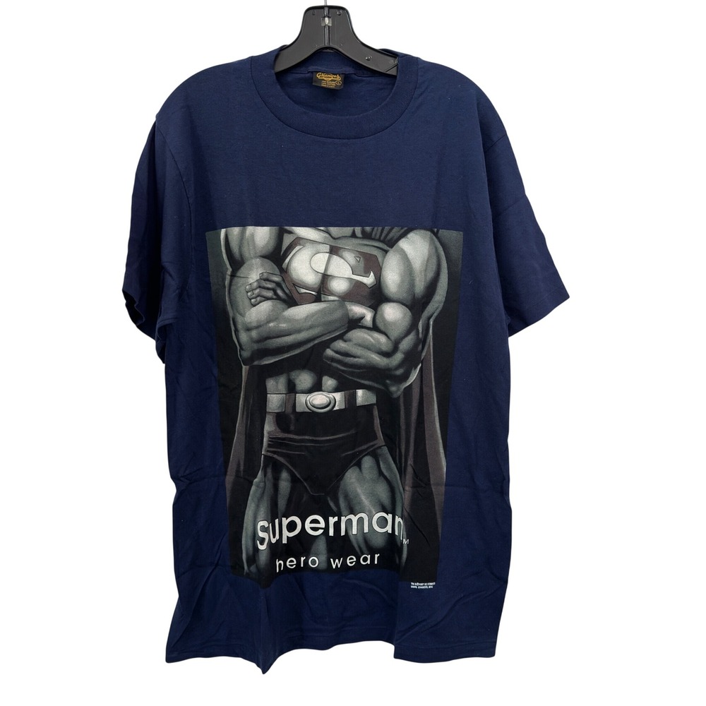 Changes Superman T-Shirt 1997 Vintage Navy Blue Cotton Graphic Print Size L